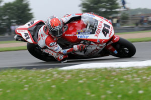 Haga was injured at Donington, but still leads the title and will be back for Brno