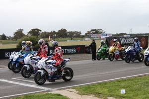 The Superbikes on the grid for race one