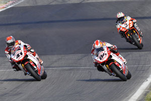 Haga and Fabrizio won a race each, while Biaggi was third in race one