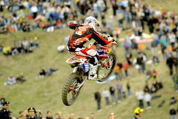 Dovizioso in action at Rossi's motocross event last Sunday.