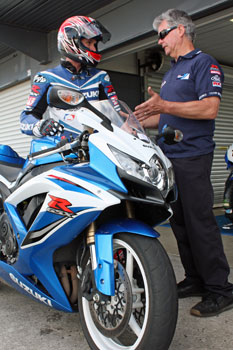 Leigh Adams and Phil Tainton talk road racing at Phillip Island.