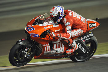 Aussie Casey Stoner is on pole position for Ducati in Qatar.
