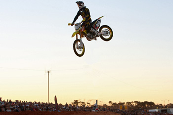 Matt Moss on his way to winning the Supercross Summer Nationals Pro Lites class in 2008. Later that year he won the Super X title.