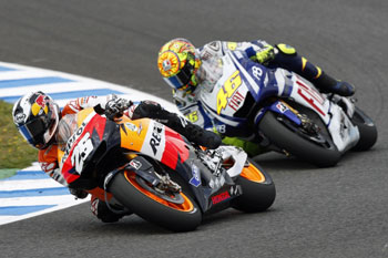 Pedrosa was fastest during testing on Monday at Jerez ahead of Rossi.