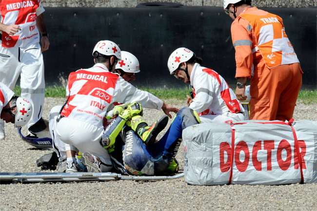 Valentino Rossi's leg injury at Mugello last weekend has rocked the world of motorcycle racing this week.