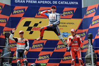 Lorenzo won his third GP from pole in succession at Catalunya.