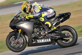 Vale Rossi in action on a Yamaha World Superbike contender at Misano.