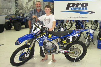 You'd be smiling too if you were the winner of a Jay Marmont replica Yamaha YZ450F!