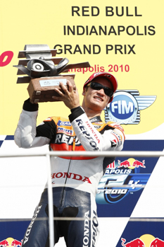 Honda's Dani Pedrosa was victorious at Indianapolis on Sunday.