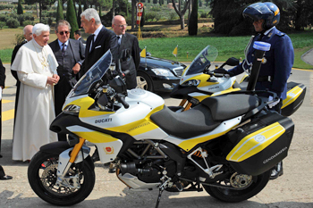 The Pope's motorcade will utilise Ducati's brand new Multistrada.