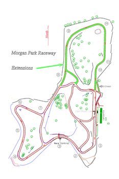 Queensland's Morgan Park has been extended, hosting its first motorcycle event last weekend (extensions in green).