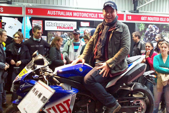Emilio Calandra was the lucky winner of a Yamaha Rossi RZF-R1SP at Phillip Island.