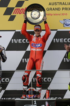 Stoner took a popular fourth win at Phillip Island on Sunday for Australia.