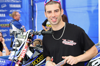 World Superbike star Marco Melandri was spotted in the CDR Rockstar Yamaha pits at Sydney Super X.
