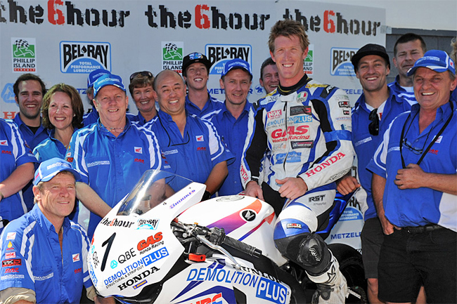 Demolition Plus GAS Honda Racing won The 6 Hour for the second year in a row on Sunday. Image: Keith Muir.