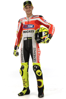 Rossi showed off his new suit for 2011 at Wrooom, but he's in a race to be fit for this season.