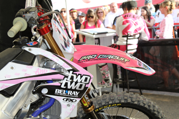 You can bid on a number of pink items from the A2 round of AMA Supercross, including Aussie Chad Reed's shift apparel and FOX helmet.