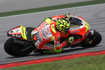 Rossi made his debut in Ducati red this week at Sepang, albeit battling a niggling shoulder injury.